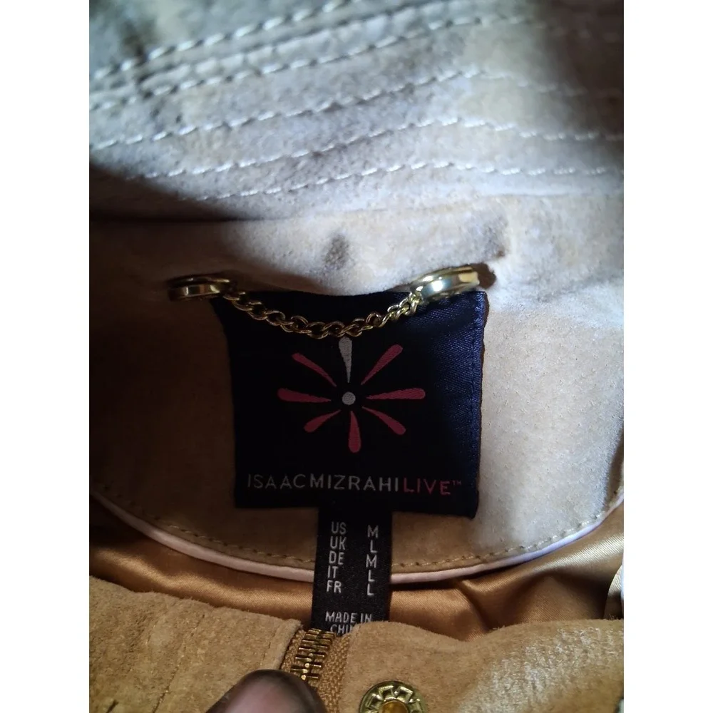 Isaac Mizrahi Live‎ Medium Suede Leather Snap Button Zip Jacket Pockets Lined